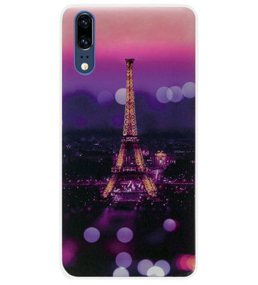 ADEL Siliconen Back Cover Softcase Hoesje voor Huawei P20 - Parijs Eiffeltoren