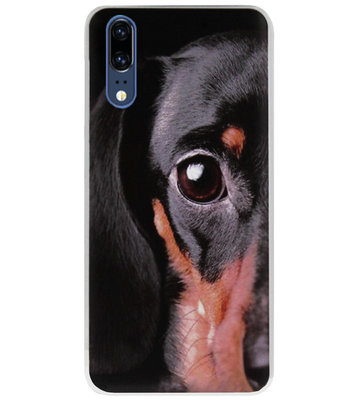 ADEL Siliconen Back Cover Softcase Hoesje voor Huawei P20 - Teckel Hond
