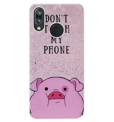 ADEL Siliconen Back Cover Softcase Hoesje voor Huawei P20 Lite (2018) - Biggetje Don't Touch My Phone