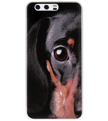 ADEL Siliconen Back Cover Softcase Hoesje voor Huawei P10 - Teckel Hond