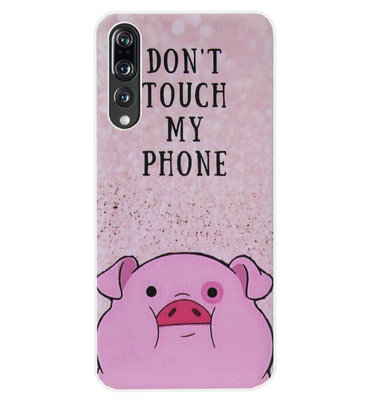 ADEL Siliconen Back Cover Softcase Hoesje voor Huawei P20 Pro - Biggetje Don't Touch My Phone