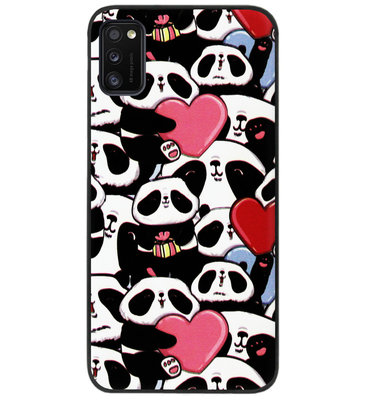 ADEL Siliconen Back Cover Softcase Hoesje voor Samsung Galaxy A41 - Panda Hartjes