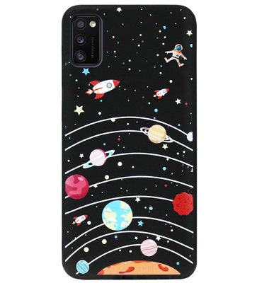 ADEL Siliconen Back Cover Softcase Hoesje voor Samsung Galaxy A41 - Ruimte Heelal Cartoon