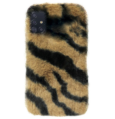 ADEL Siliconen Back Cover Softcase Hoesje voor Samsung Galaxy A51 - Luipaard Fluffy Bruin