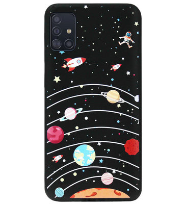 ADEL Siliconen Back Cover Softcase Hoesje voor Samsung Galaxy A51 - Ruimte Heelal Cartoon