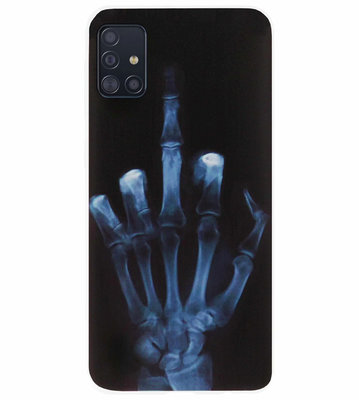 ADEL Siliconen Back Cover Softcase Hoesje voor Samsung Galaxy A71 - Schedel Middelvinger