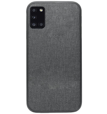 ADEL Siliconen Back Cover Softcase Hoesje voor Samsung Galaxy A31 - Stoffen Textiel Grijs