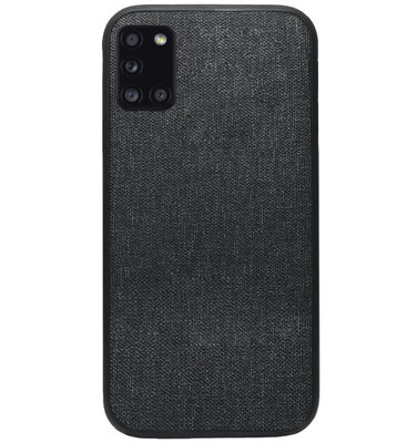 ADEL Siliconen Back Cover Softcase Hoesje voor Samsung Galaxy A31 - Stoffen Textiel Zwart