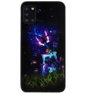 ADEL Siliconen Back Cover Softcase Hoesje voor Samsung Galaxy A31 - Vlinder Paars