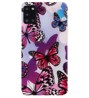 ADEL Siliconen Back Cover Softcase Hoesje voor Samsung Galaxy A31 - Vlinder Roze
