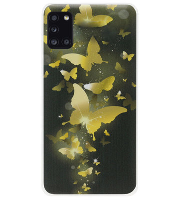 ADEL Siliconen Back Cover Softcase Hoesje voor Samsung Galaxy A31 - Vlinder Goud
