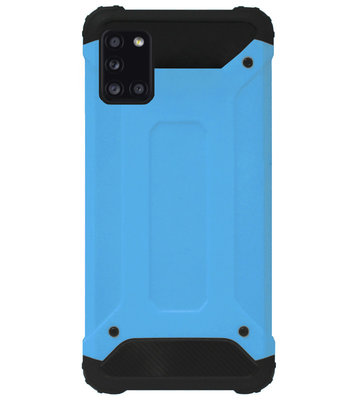 WLONS Rubber Kunststof Bumper Case Hoesje voor Samsung Galaxy A31 - Blauw