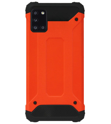 WLONS Rubber Kunststof Bumper Case Hoesje voor Samsung Galaxy A31 - Oranje