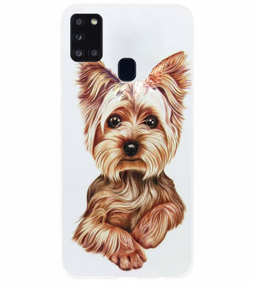 ADEL Siliconen Back Cover Softcase Hoesje voor Samsung Galaxy A21s - Yorkshire Terrier Hond