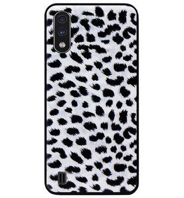 ADEL Siliconen Back Cover Softcase Hoesje voor Samsung Galaxy A01 - Luipaard Wit
