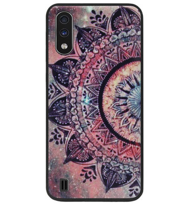 ADEL Siliconen Back Cover Softcase Hoesje voor Samsung Galaxy A01 - Mandala Bloemen Rood