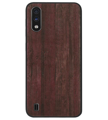 ADEL Siliconen Back Cover Softcase Hoesje voor Samsung Galaxy A01 - Hout Design Bruin