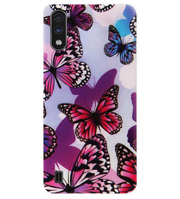 ADEL Siliconen Back Cover Softcase Hoesje voor Samsung Galaxy A01 - Vlinder Roze