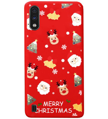 ADEL Siliconen Back Cover Softcase Hoesje voor Samsung Galaxy A01 - Kerstmis Rood