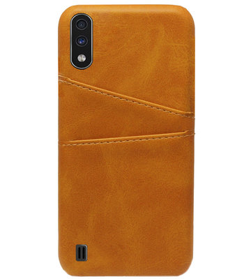 ADEL Kunstleren Back Cover Pasjes Hoesje voor Samsung Galaxy A01 - Bruin