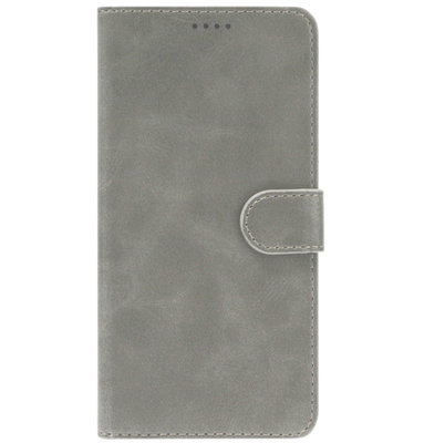 LC.IMEEKE Kunstleren Book Case Portemonnee Pasjes Hoesje voor iPhone 12 (Pro) - Grijs