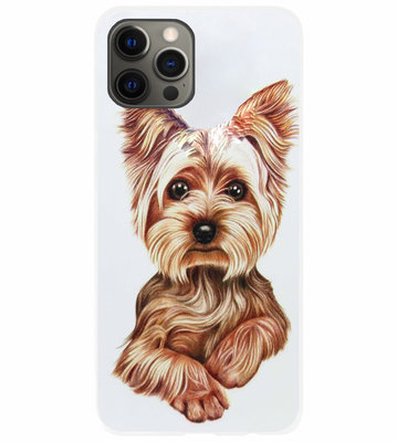 ADEL Siliconen Back Cover Softcase Hoesje voor iPhone 12 (Pro) - Yorkshire Terrier Hond