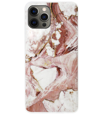 ADEL Siliconen Back Cover Softcase Hoesje voor iPhone 12 (Pro) - Marmer Rood