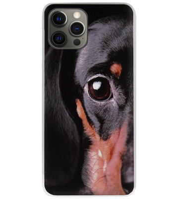 ADEL Siliconen Back Cover Softcase Hoesje voor iPhone 12 Pro Max - Teckel Hond