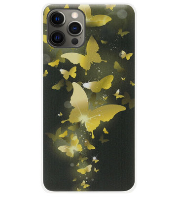 ADEL Siliconen Back Cover Softcase Hoesje voor iPhone 12 Pro Max - Vlinder Goud