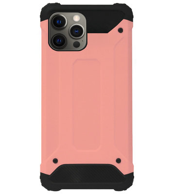 WLONS Rubber Kunststof Bumper Case Hoesje voor iPhone 12 Pro Max - Goud Rose