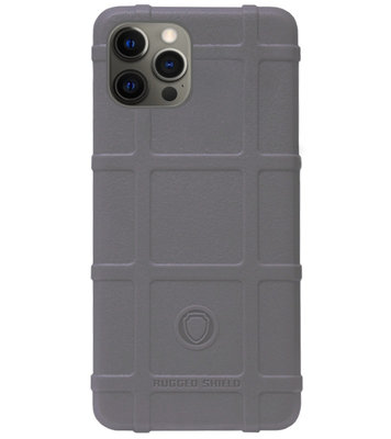 RUGGED SHIELD Rubber Bumper Case Hoesje voor iPhone 12 Pro Max - Grijs