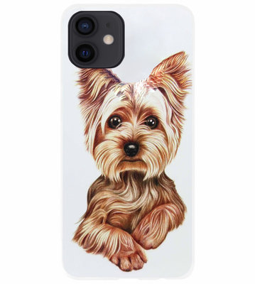 ADEL Siliconen Back Cover Softcase Hoesje voor iPhone 12 Mini - Yorkshire Terrier Hond