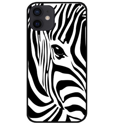 ADEL Siliconen Back Cover Softcase Hoesje voor iPhone 12 Mini - Zebra Wit
