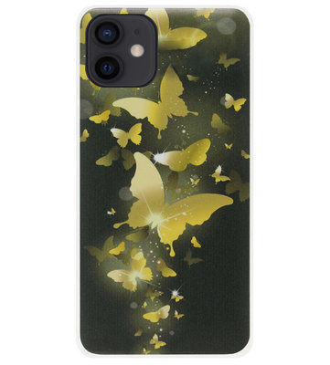 ADEL Siliconen Back Cover Softcase Hoesje voor iPhone 12 Mini - Vlinder Goud