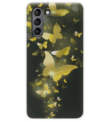 ADEL Siliconen Back Cover Softcase Hoesje voor Samsung Galaxy S21 - Vlinder Goud
