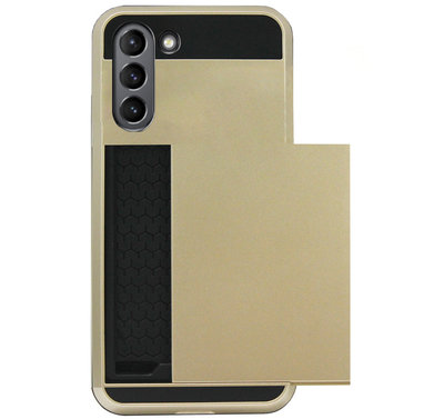 ADEL Kunststof Back Cover Hardcase Hoesje voor Samsung Galaxy S21 Plus - Pasjeshouder Goud