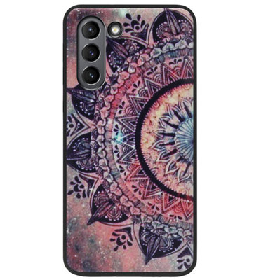 ADEL Siliconen Back Cover Softcase Hoesje voor Samsung Galaxy S21 Plus - Mandala Bloemen Rood