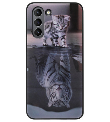 ADEL Siliconen Back Cover Softcase Hoesje voor Samsung Galaxy S21 Plus - Poezen Schaduw Tijger