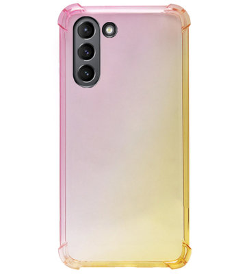 ADEL Siliconen Back Cover Softcase Hoesje voor Samsung Galaxy S21 Plus - Kleurovergang Roze Geel