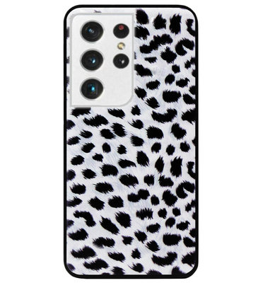 ADEL Siliconen Back Cover Softcase Hoesje voor Samsung Galaxy S21 Ultra - Luipaard Wit