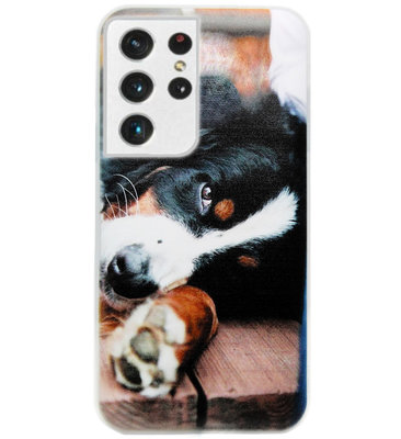 ADEL Siliconen Back Cover Softcase Hoesje voor Samsung Galaxy S21 Ultra - Berner Sennenhond