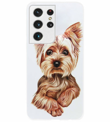 ADEL Siliconen Back Cover Softcase Hoesje voor Samsung Galaxy S21 Ultra - Yorkshire Terrier Hond