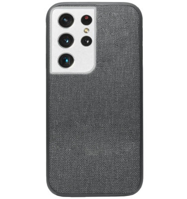 ADEL Siliconen Back Cover Softcase Hoesje voor Samsung Galaxy S21 Ultra - Stoffen Textiel Grijs
