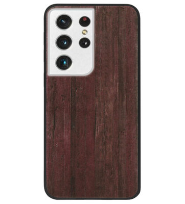 ADEL Siliconen Back Cover Softcase Hoesje voor Samsung Galaxy S21 Ultra - Hout Design Bruin