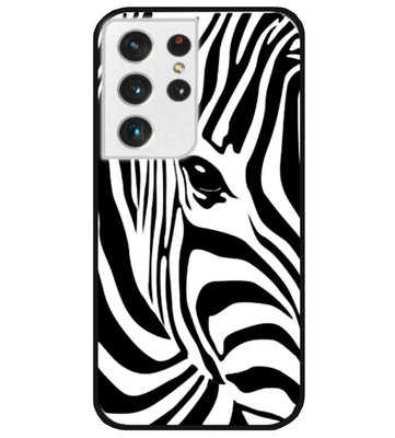 ADEL Siliconen Back Cover Softcase Hoesje voor Samsung Galaxy S21 Ultra - Zebra Wit