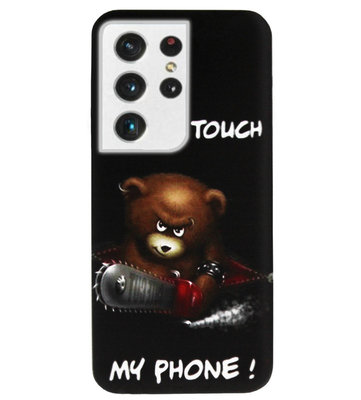 ADEL Siliconen Back Cover Softcase Hoesje voor Samsung Galaxy S21 Ultra - Don't Touch My Phone Beren