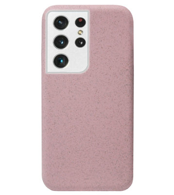 ADEL Tarwe Stro TPU Back Cover Softcase Hoesje voor Samsung Galaxy S21 Ultra - Duurzaam Afbreekbaar Milieuvriendelijk Roze