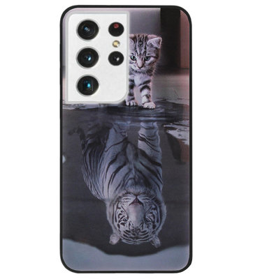 ADEL Siliconen Back Cover Softcase Hoesje voor Samsung Galaxy S21 Ultra - Poezen Schaduw Tijger