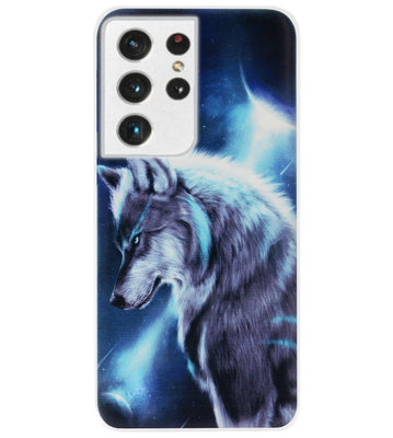 ADEL Siliconen Back Cover Softcase Hoesje voor Samsung Galaxy S21 Ultra - Wolf