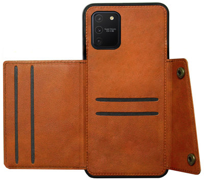 ADEL Kunstleren Back Cover Pasjeshouder Hoesje voor Samsung Galaxy S10 Lite - Bruin